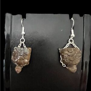 Elegant Brown Stone Drop Earrings